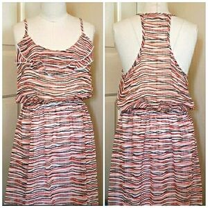Vintage 90's Y2K Racerback Dress Sundress Ruffle Neckline